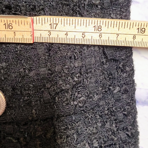 Express Knit Blazer Jacket Black Size M Stretch Fringe Trim Buttons Corporate - Picture 7 of 11